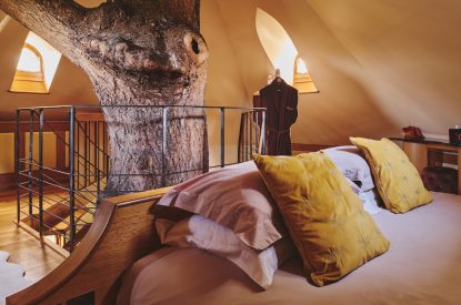 The super king size bedroom at Nature's Nest, Malvern Hills