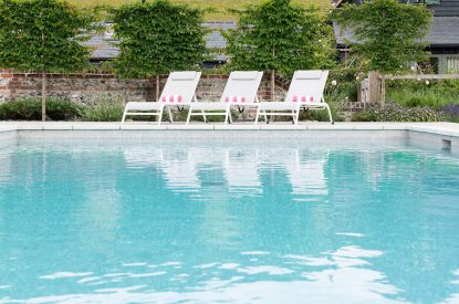 The outdoor swimming pool at Bix Cottage, Chiltern Hills
