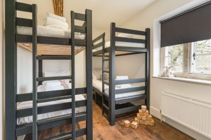 The bunk bedroom at The Great Hall, Chapmanslade, Wiltshire