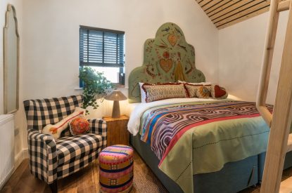 A super king size bedroom at Splendor Retreat, Chapmanslade, Wiltshire