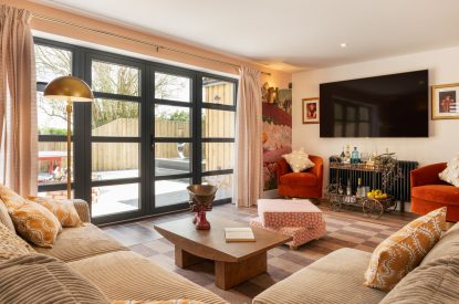 The living space at Splendor Retreat, Chapmanslade, Wiltshire