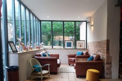 Seating area at Sherwood Lodge, Sherwood Forest