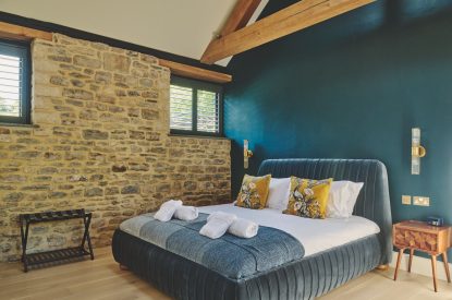 The superking size bedroom at The Cowshed, Somerset