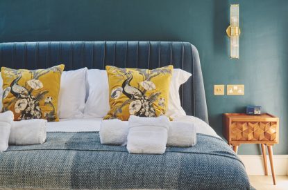 A super king size bedroom at Somerset Estate, Glastonbury, Somerset