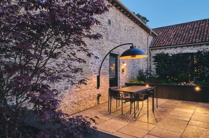 Outdoor seating area at Somerset Estate, Glastonbury, Somerset