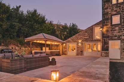 The outdoor space at Rye Top Farm, Uppermill, Peak District