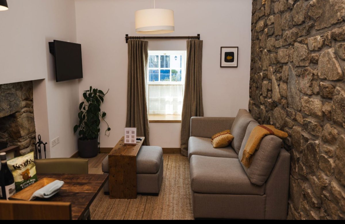 The living room at Basket Makers Cottage, Roundstone, Galway