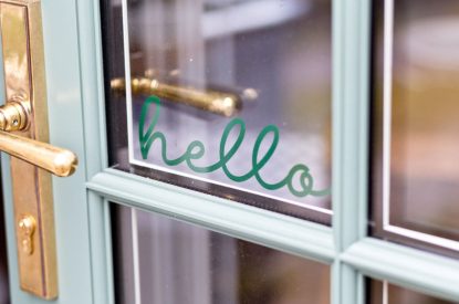 The front door at Sweet Pea Cottage, Litton, Peak District