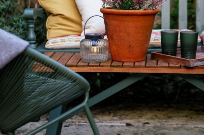 Outdoor seating area at Sweet Pea Cottage, Litton, Peak District