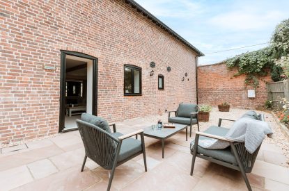 Outdoor seating at Galileo, Shropshire