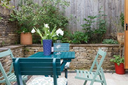 The terrace at Lemon Tree Cottage, Cotswolds