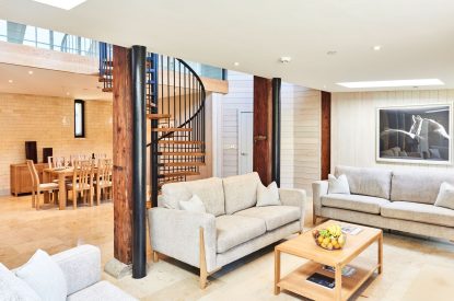 The open plan living space at Caspian House, Northumberland