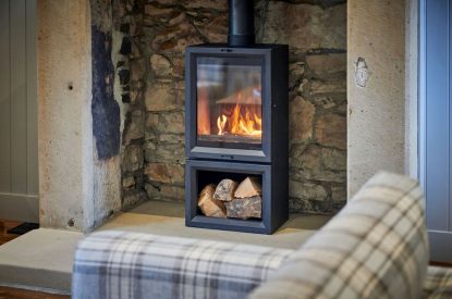 The wood burner at The Faroe, Northumberland