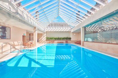The indoor swimming pool at Matfen Hall, Northumberland