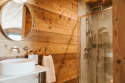 The shower room at Rosemary Pyggy, Hampshire