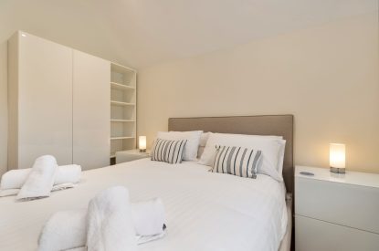 A double bedroom at The Old School, Oxwich