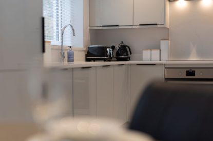 The kitchen at The Little House in Oxwich, Gower