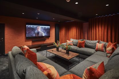 The cinema room at Chester House, Cheshire