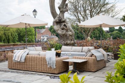 Outdoor seating at Chester House, Cheshire