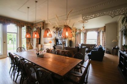 The dining space at Chulmleigh Manor, Devon
