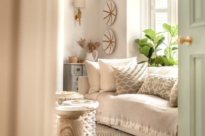 The living room at Coral House, Dorset