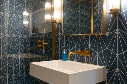 A shower room at Bramble Cottage, Somerset