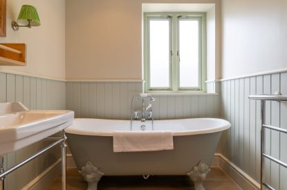 A roll top bath at Poppy Cottage, Somerset
