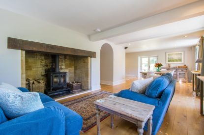 The wood burner at The Creamery, Somerset