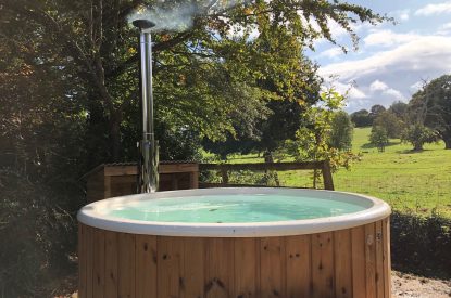 The wood fired hot tub at The Creamery, Somerset