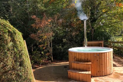 The wood-fired hot tub at The Creamery, Somerset