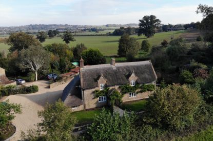 Aerial view of The Thatched Cottage, Somerset