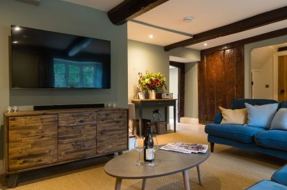 The living room at The Thatched Cottage, Somerset