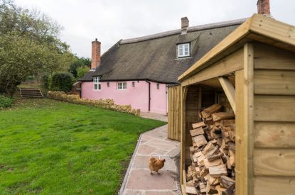 The log store at The Thatched Cottage, Somerset