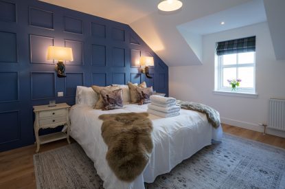 A king sized bedroom at Fernbrae Farmhouse, Perthshire