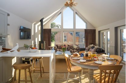Open plan living space at Torran Steading, Perthshire