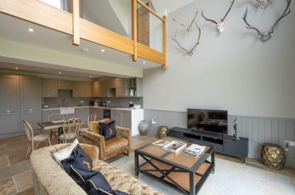 Open plan living space at Laverin Cottage, Perthshire