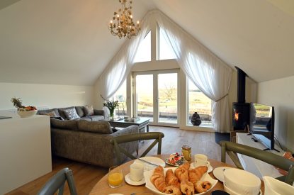 Open plan living space at Grousemoor Cottage, Perthshire