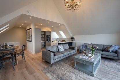 The open plan living space at Grousemoor Cottage, Perthshire