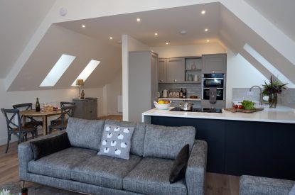The open plan living space at Grousemoor Cottage, Perthshire