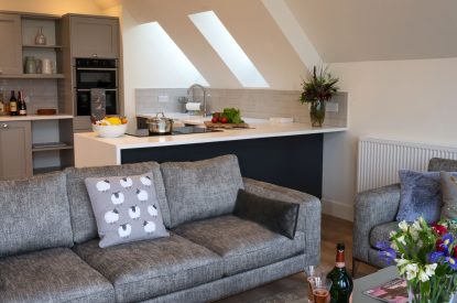 The open plan living space at Grousemoor Cottage, Perthshire