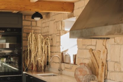 The kitchen at Penelope's Tower, Wiltshire