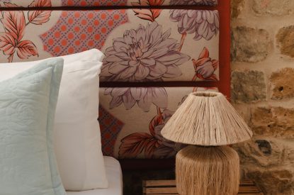 A super-king size bedroom at Penelope's Tower, Wiltshire