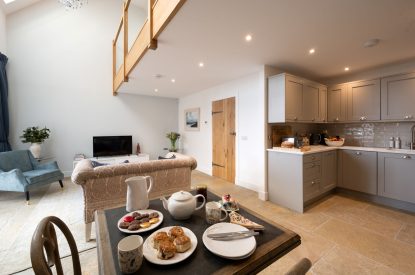 Open plan living space at Lochan Cottage, Perthshire
