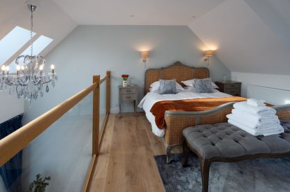 The king sized bedroom at Lochan Cottage, Perthshire