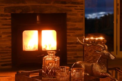 The wood burner at Rowanrigg Steading, Perthshire