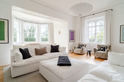 The living room at White Exeter House, Devon