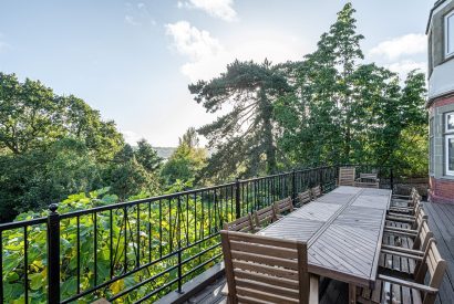 The outdoor dining area at Plas Glan Menai, Anglesey