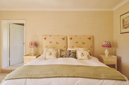 A super king sized bedroom at Hockham House, Norfolk Coast