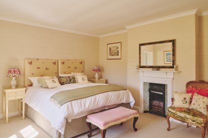 A super king sized bedroom at Hockham House, Norfolk Coast