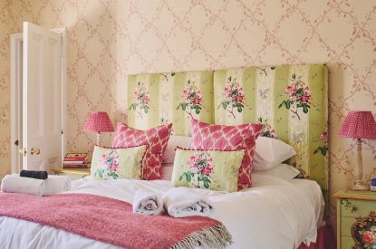 A super king sized bedroom at Hockham House, Norfolk Coast